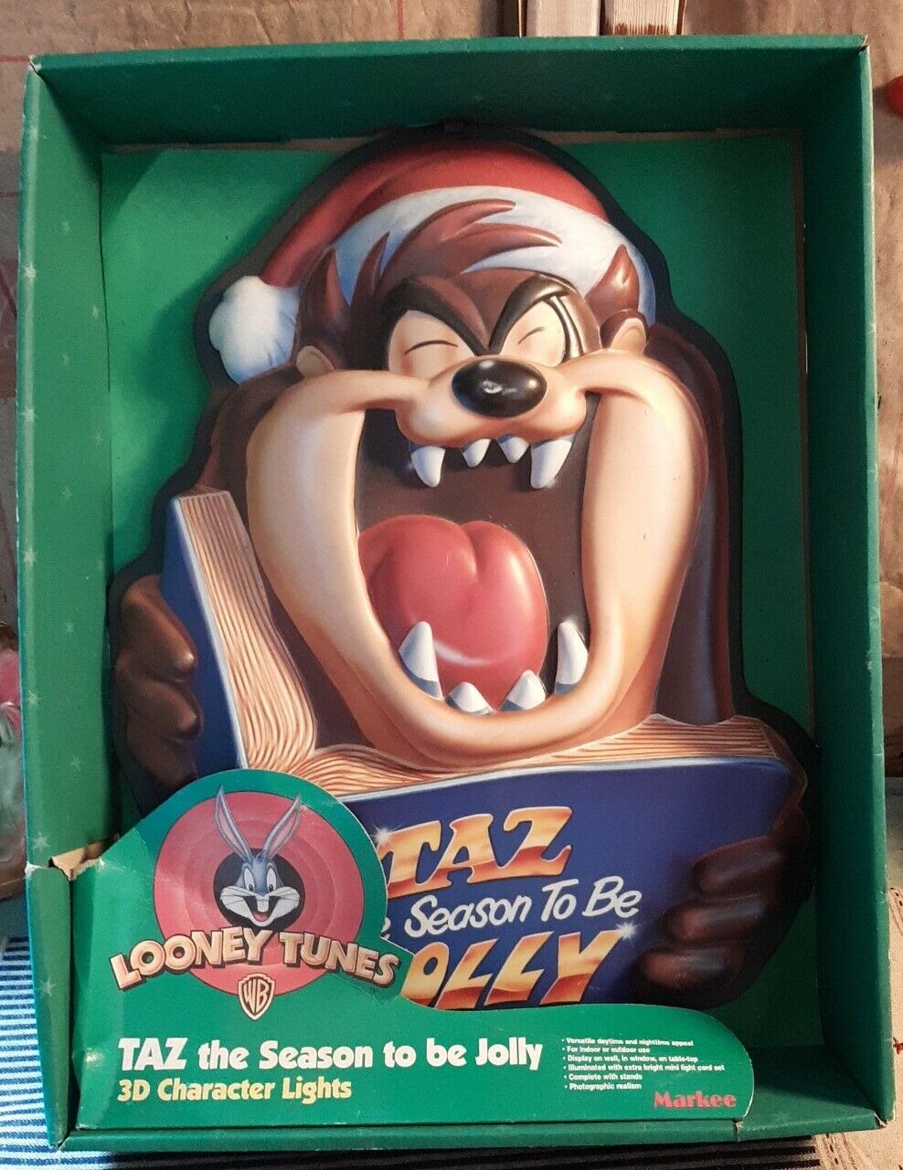 Christmas Blow Mold Looney Tunes 3D Taz The Season To Be Jolly Wall Light Sign
