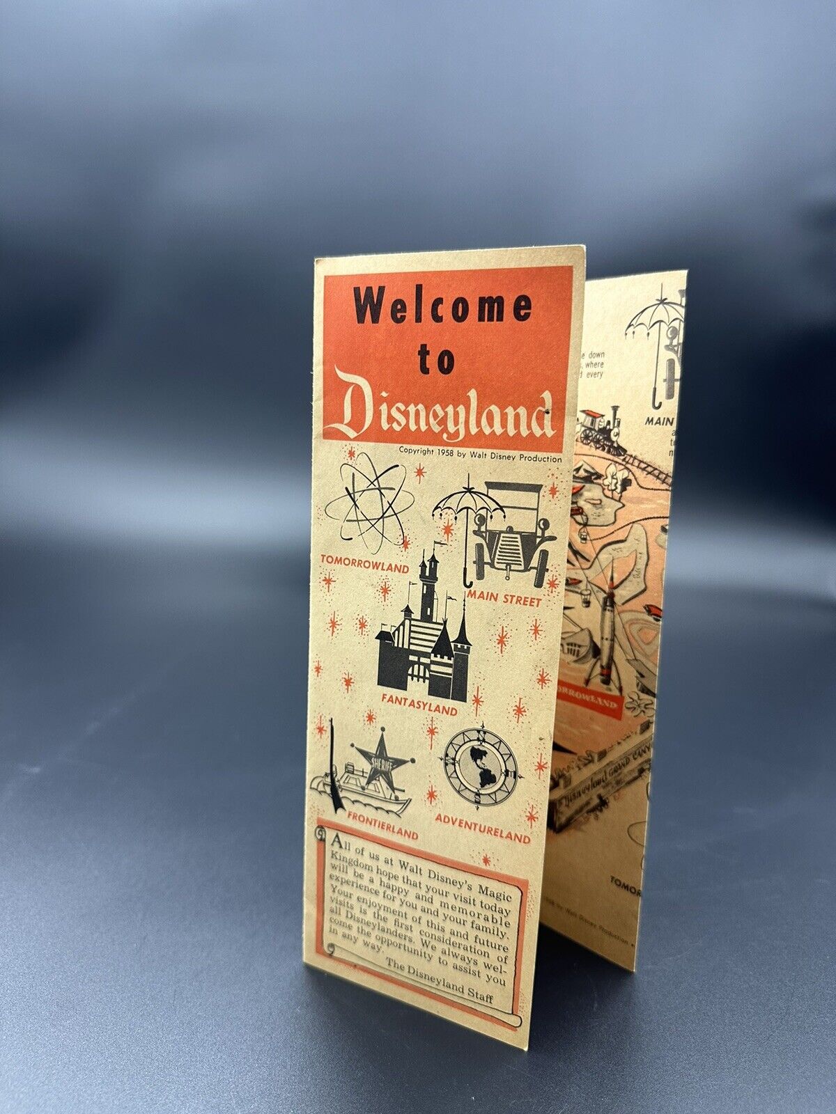 Vintage 1958 Welcome to Disneyland Brochure Map Guide Pamphlet Souvenir Original