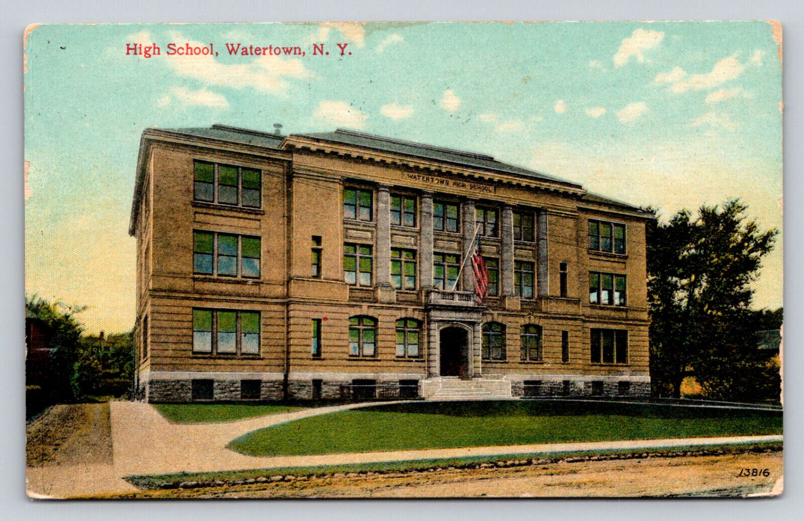 c1910 High School Watertown New York P788