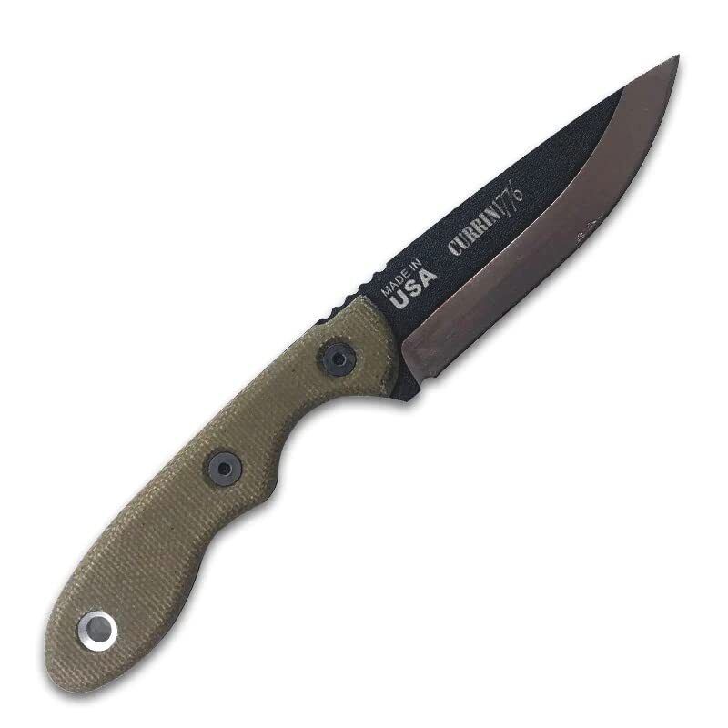 Tops Knives Mini Scandi Neck Knife - Currin 1776 Edition, Black (MSK25-C)