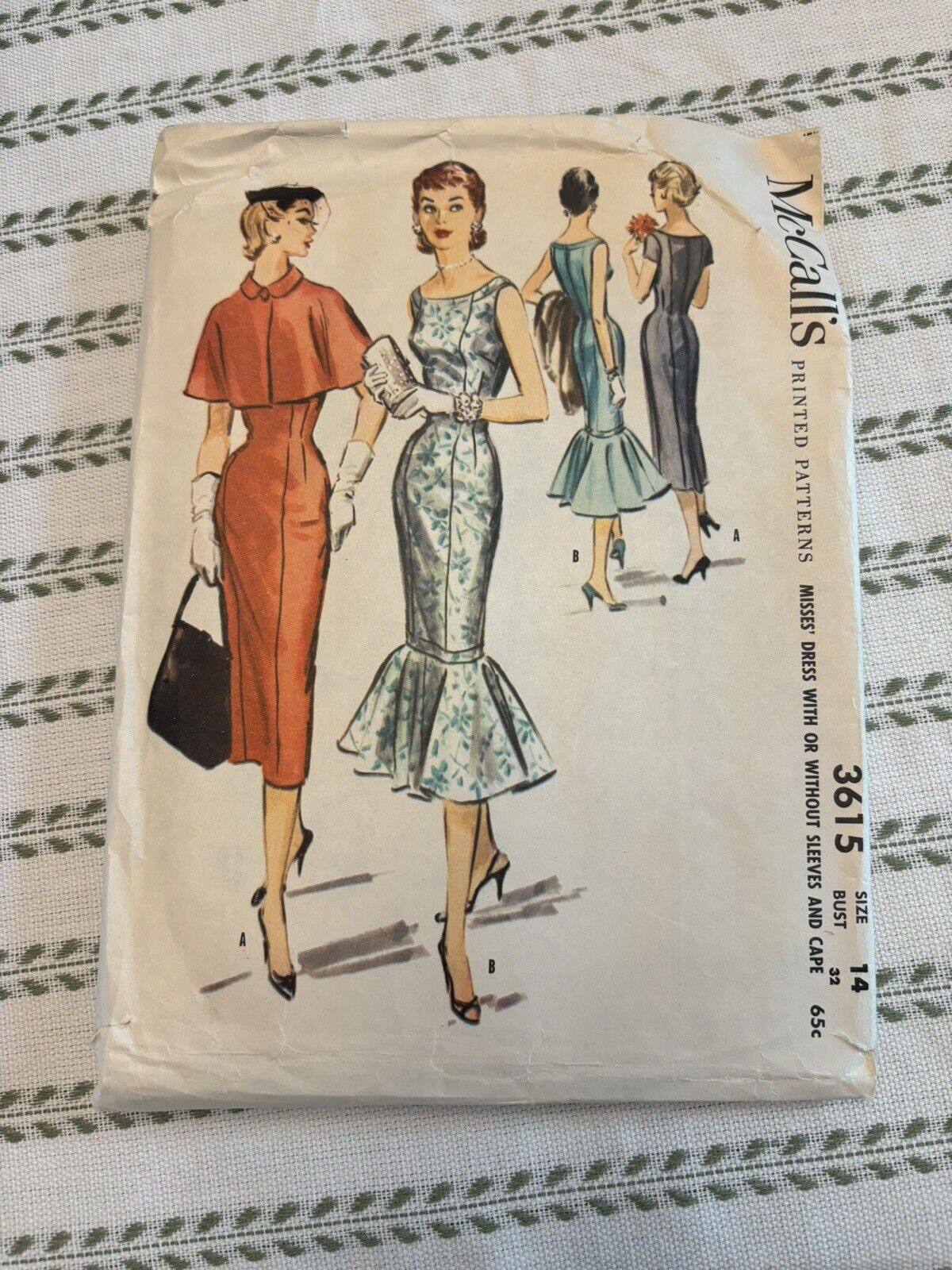 Vintage 50s Dress Pattern McCalls 3615 Size 14