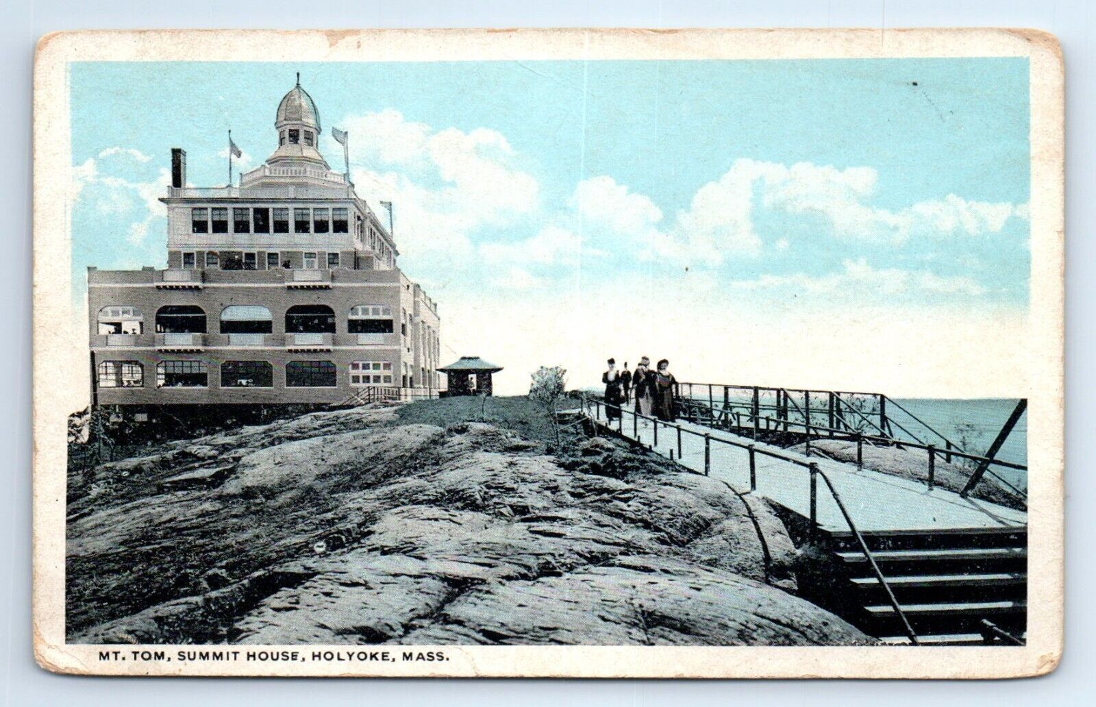 Holyoke MASS Mt. Tom Railroad Summit House White Boarder Postcard c.1920