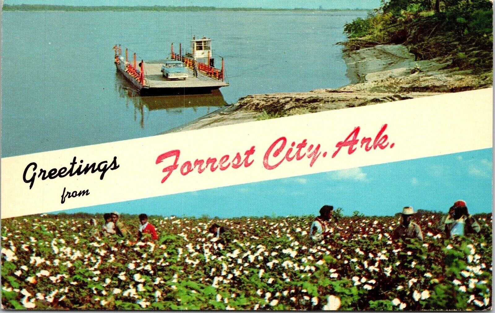 Greetings Forrest City Arkansas Ark Postcard Ferry Multiview Delta Area