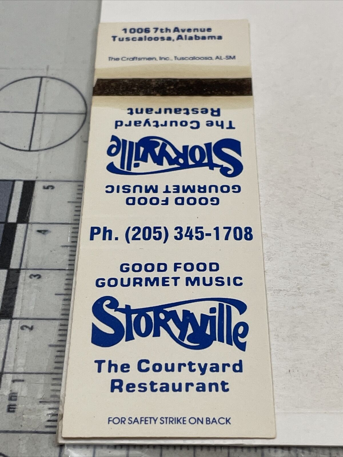Vintage Matchbook Cover  Storyville  The Courtyard Restaurant Tuscaloosa, AL gmg