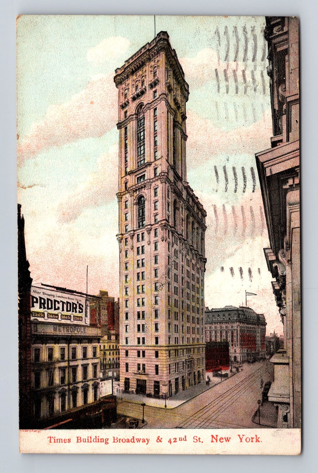 New York City NY, Times Building, Antique Vintage c1907 Souvenir Postcard
