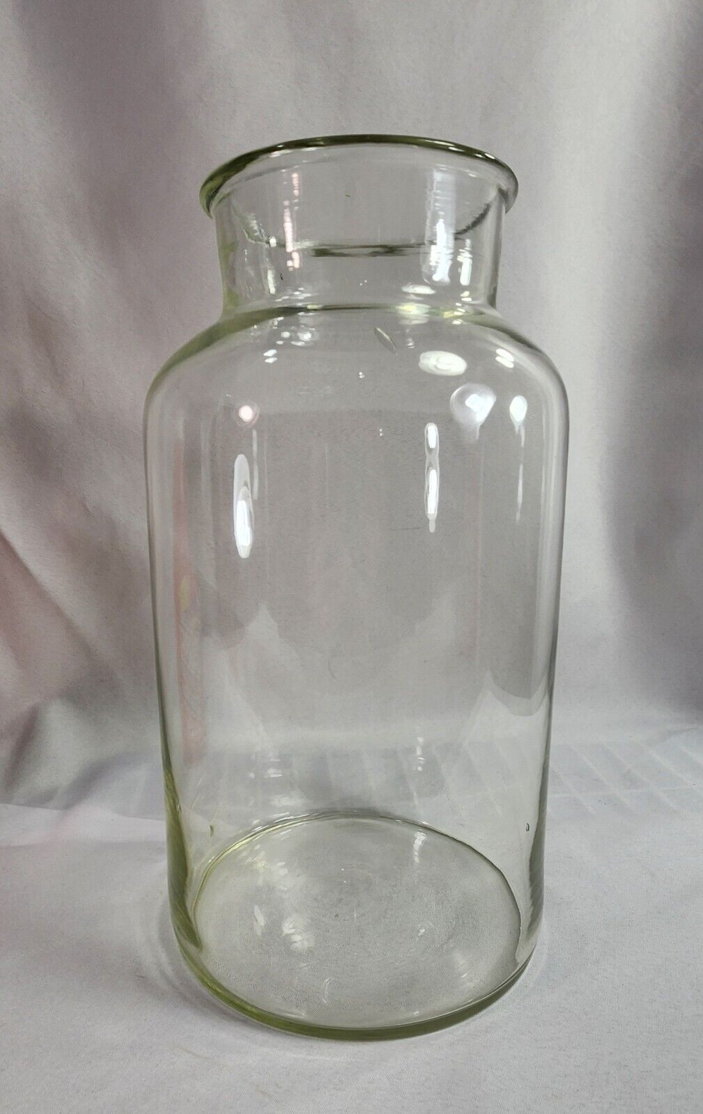 ANTIQUE Early Farmhouse American Glass Blown in Mold BUBBLES Wide Mouth Vase Jar
