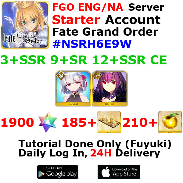 [ENG/NA][INST] FGO / Fate Grand Order Starter Account 3+SSR 180+Tix 1920+SQ #NSR