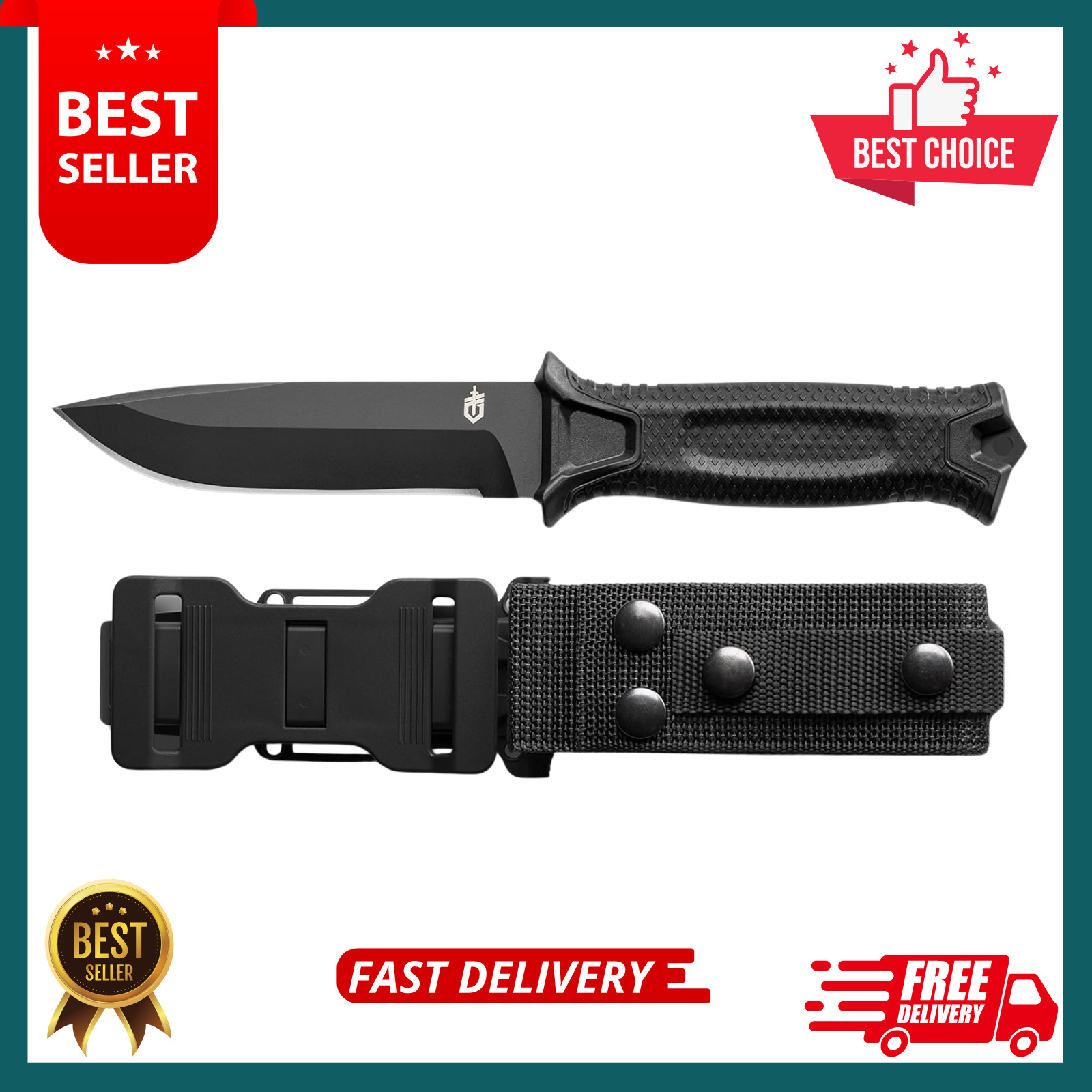 Gerber Gear Strongarm - Fixed Blade Tactical Knife for Survival Gear - Black