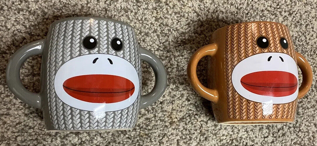 Sock monkey Galerie Double Sided Double Handle 8 oz Ceramic Coffee/Tea Cup/Mug 2