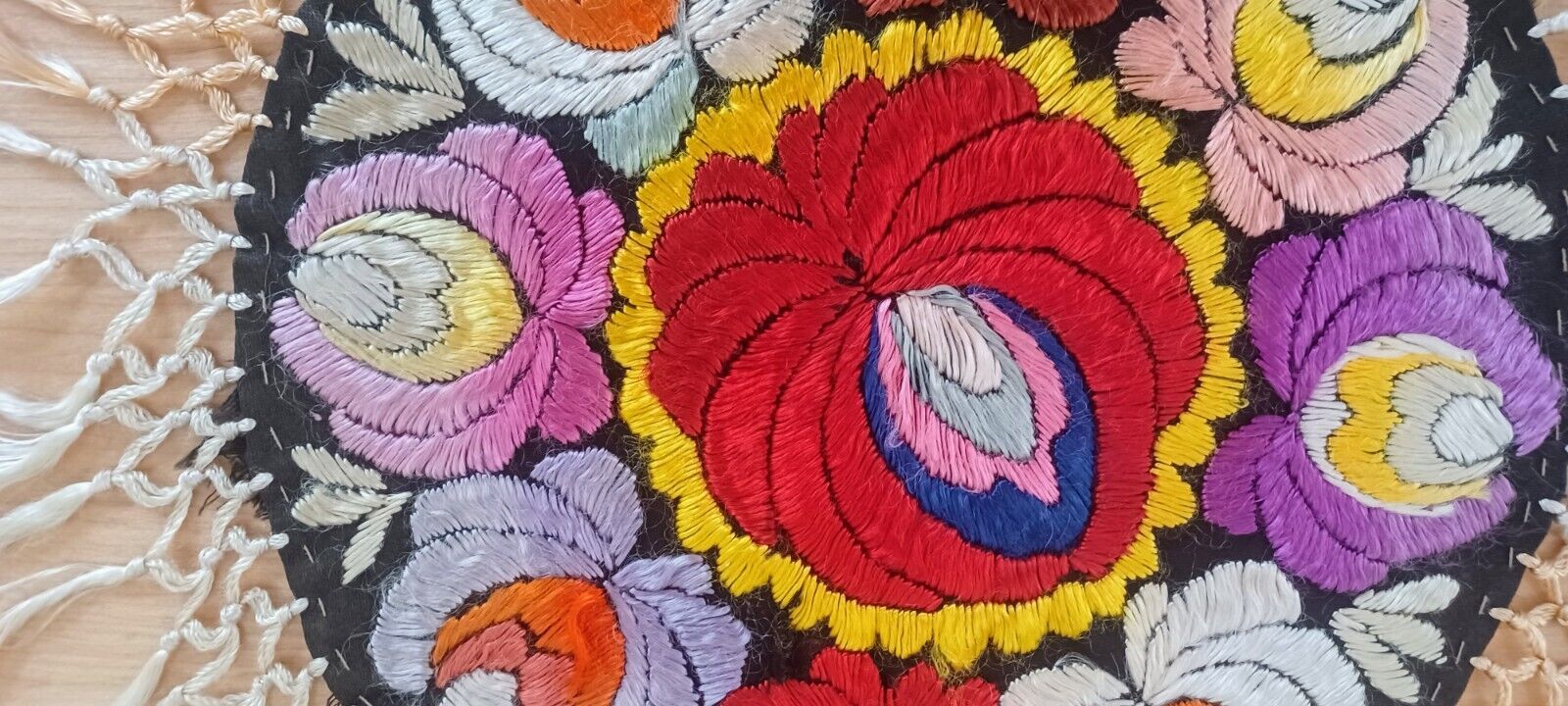 Vintage Traditional Hungarian Folk Art Embroidery