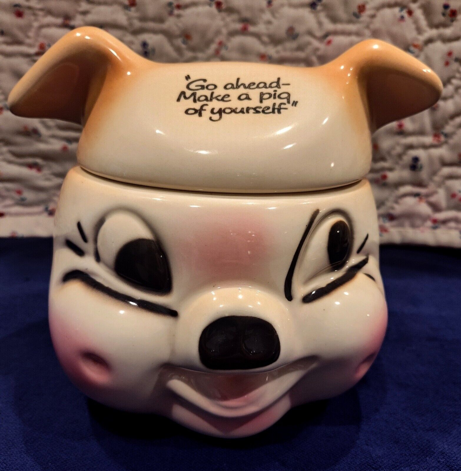Vintage Deforest Of CA Pig Candy Cookie Jar Go Ahead Make A Pig Of Yourself 50s