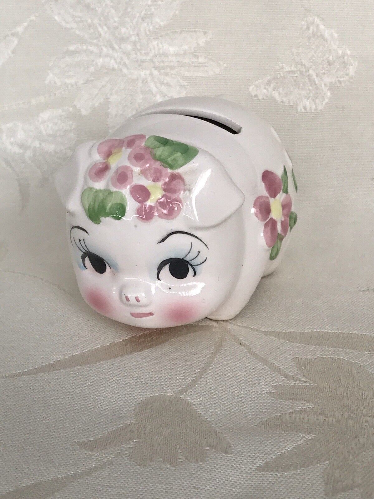 Vintage Lefton Hand Painted Ceramic Piggy Bank Japan ~ small, cute