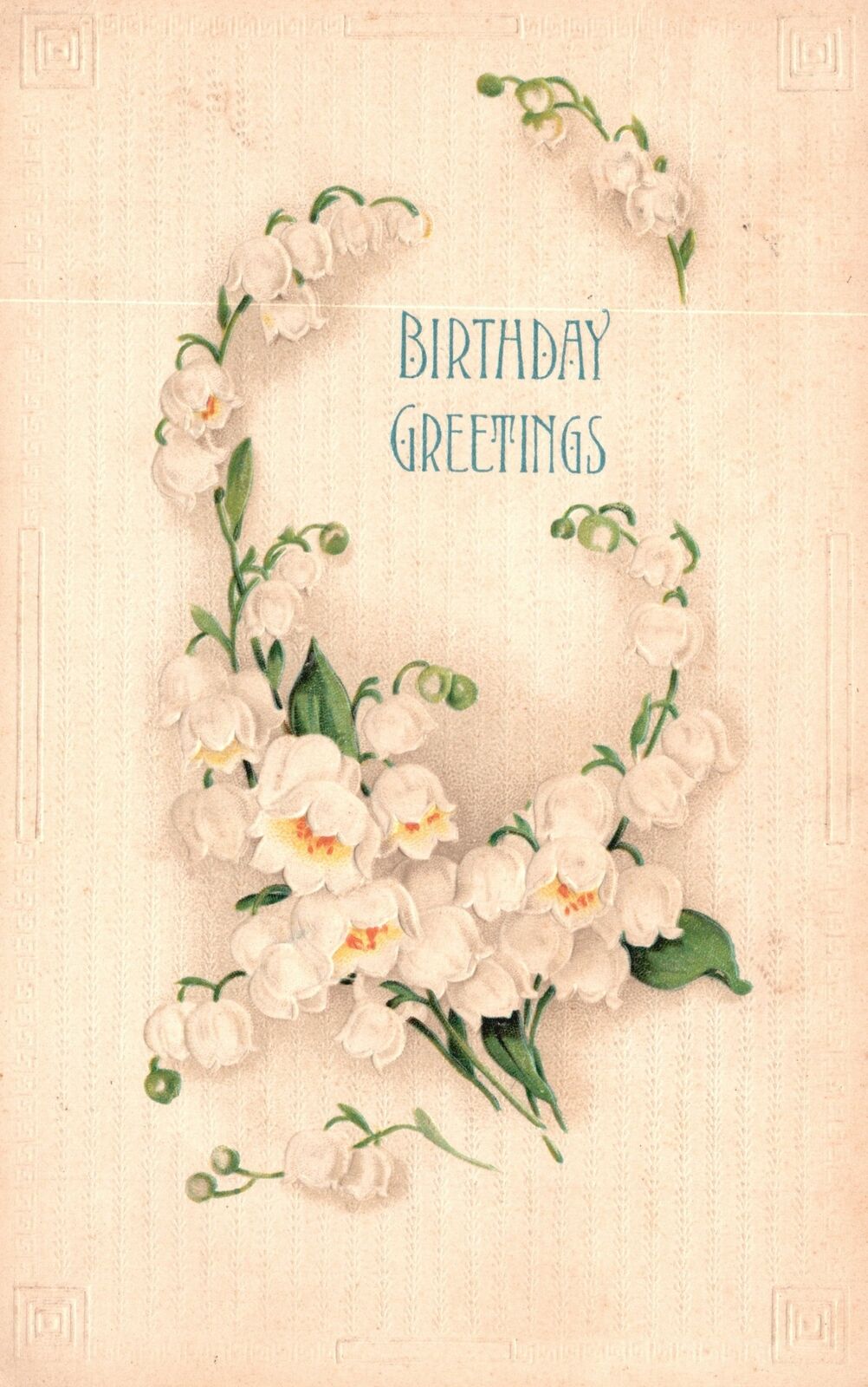 Vintage Postcard Happy Birthday Greetings Beautiful White Flowers Bloom Greeting