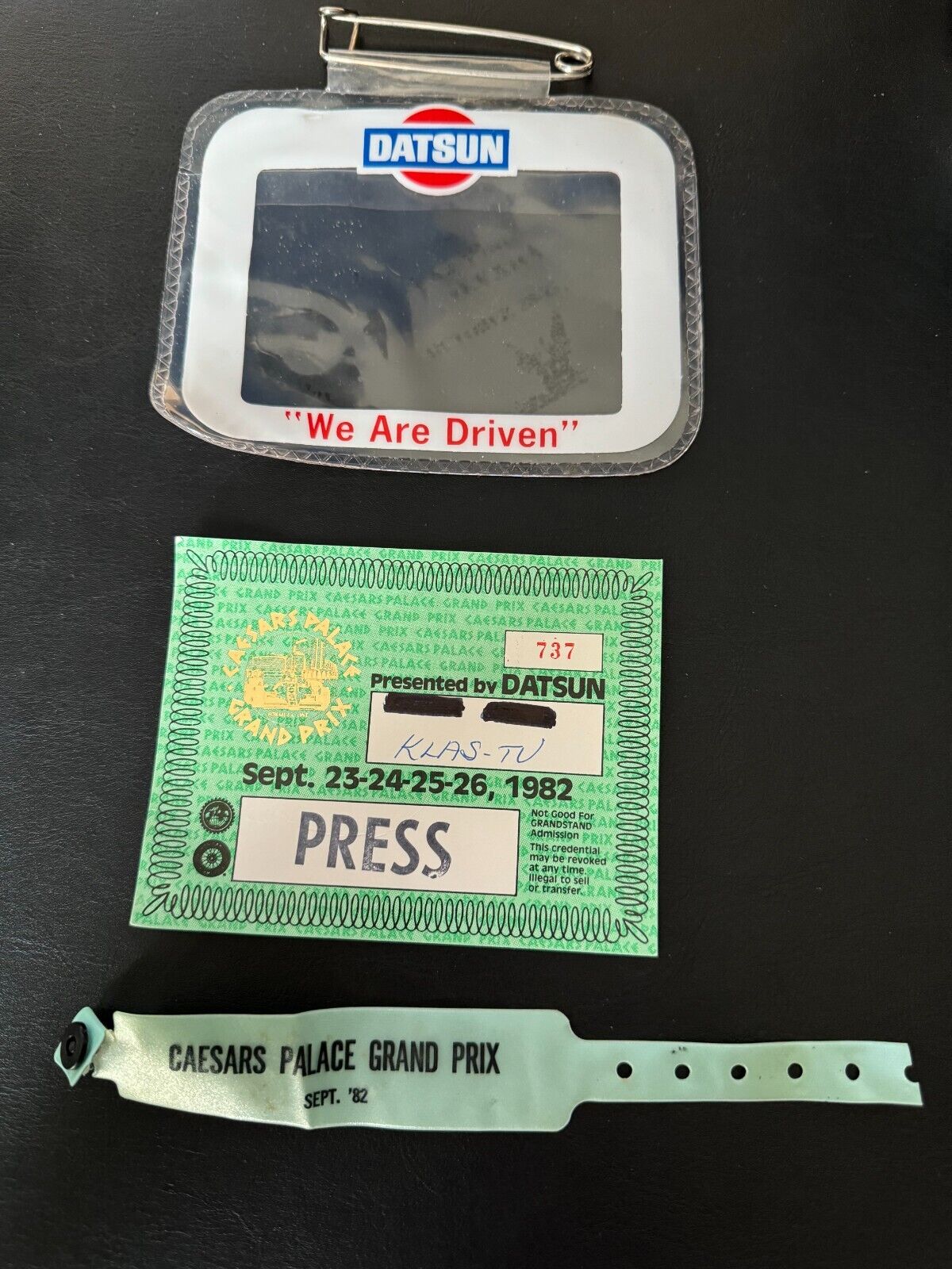 RARE 1982 Caesar's Palace Grand Prix Race Press Media Pass & Wristband