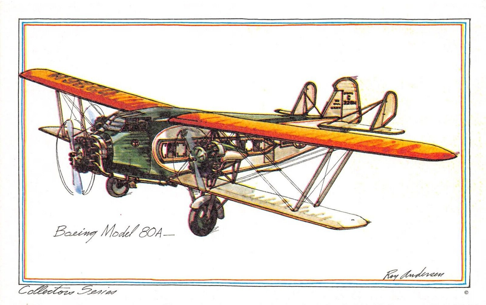 Airline Postcards      Boeing     Model     80A