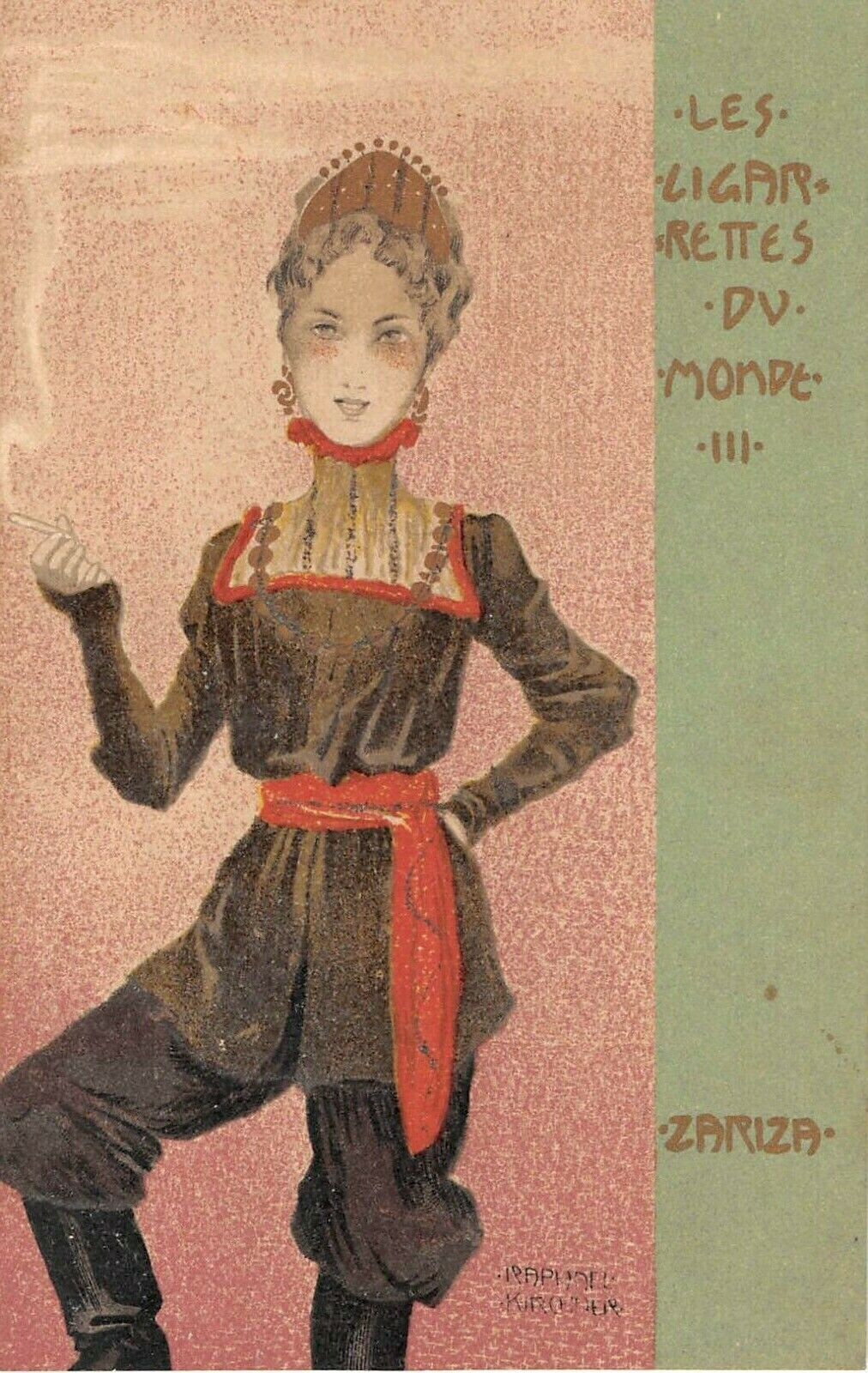 c.1905 sgd. Raphael Kirchner Les Cigarettes du Monde III Zarisa post card