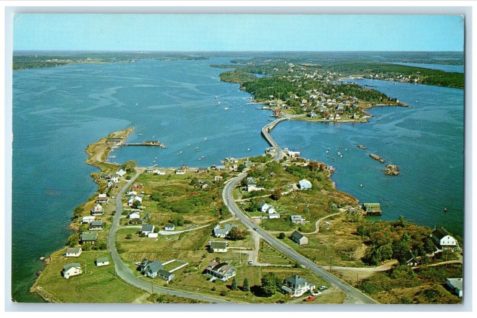 c1950's Aerial View Of Bailey Island Orr's Island Maine ME Vintage Postcard