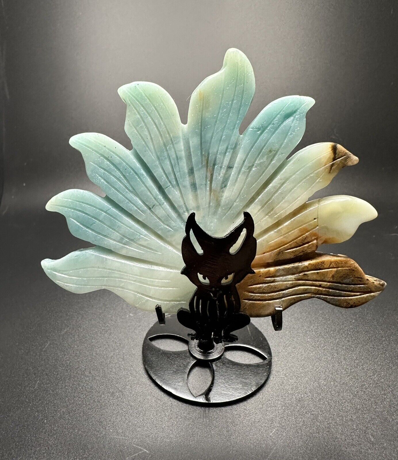 Amazonite Crystal Carving Nine Tailed Fox 