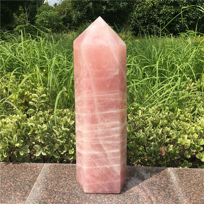 90LB TOP natural pink rose quartz obelisk crystal wand point healing