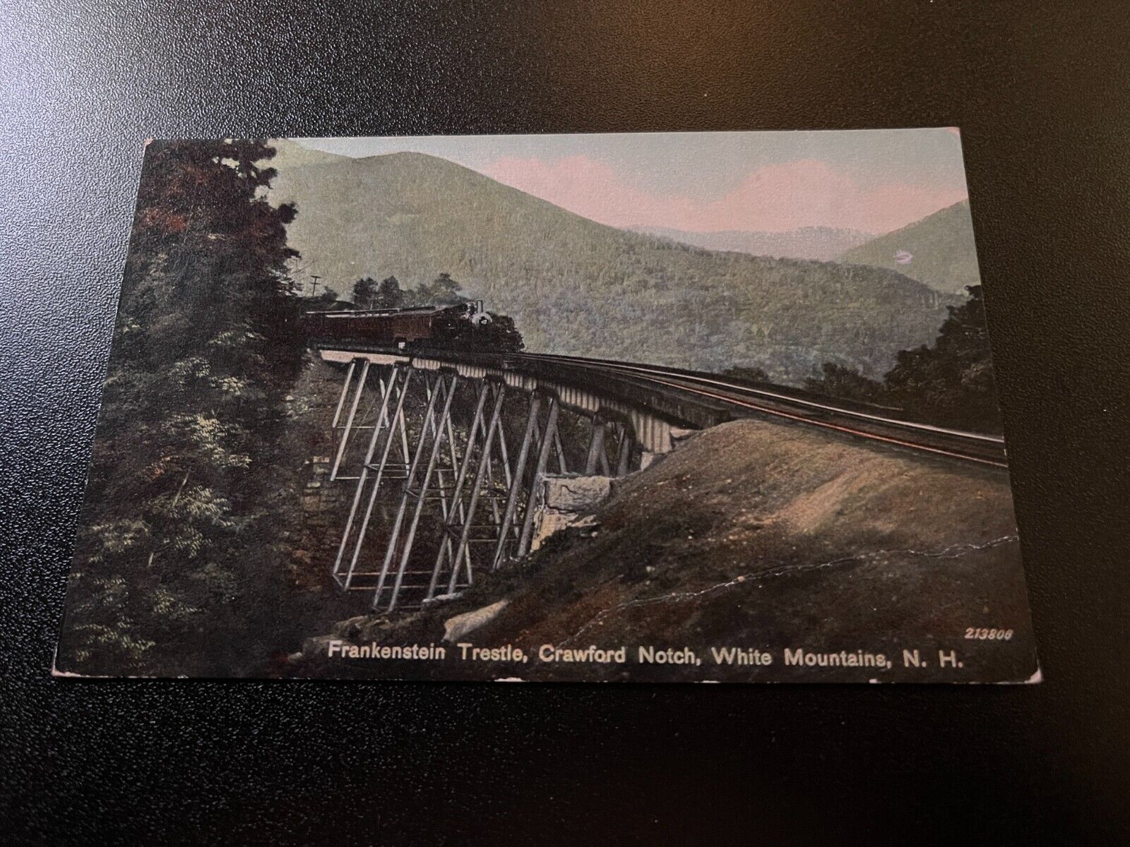 Frankenstein Trestle, Crawford Notch, White Mountains, NH Postcard Railroad UNP
