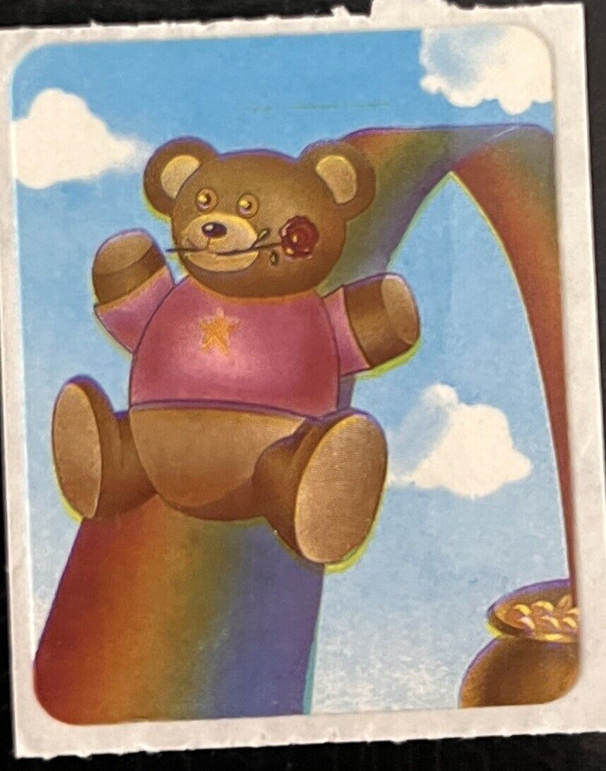 VINTAGE 1984 STICKERMANIA TEDDY BEAR ON RAINBOW STICKER