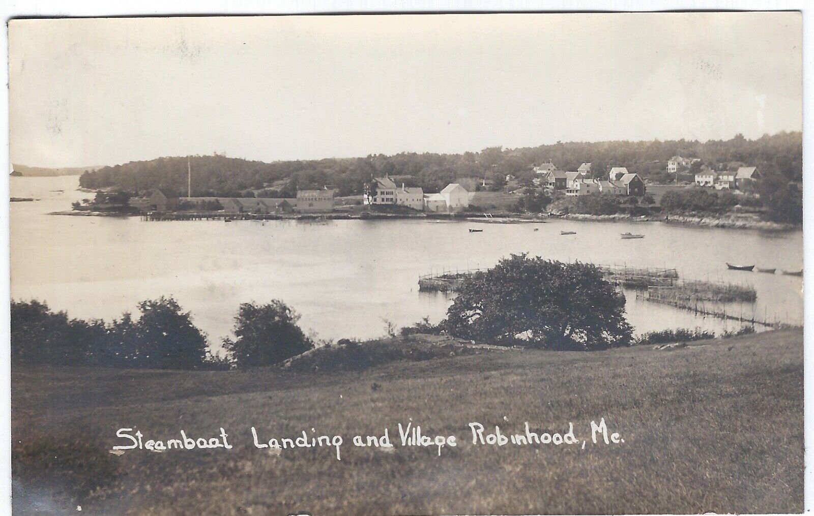 Steamboat Landing & Village, Robinhood (Georgetown), ME Old Real Photo Postcard
