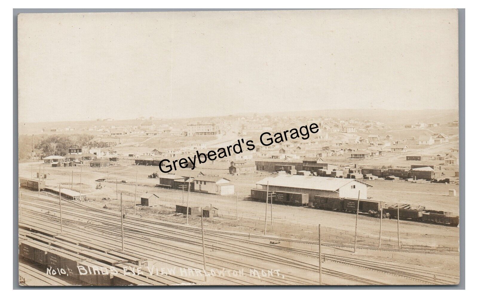 RPPC Milwaukee Road Railroad Train Depot Yards HARLOWTON MT Real Photo Postcard