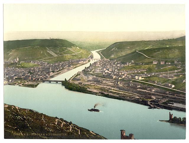 Bingen and the bridge, the Rhine, Germany c1900 OLD PHOTO