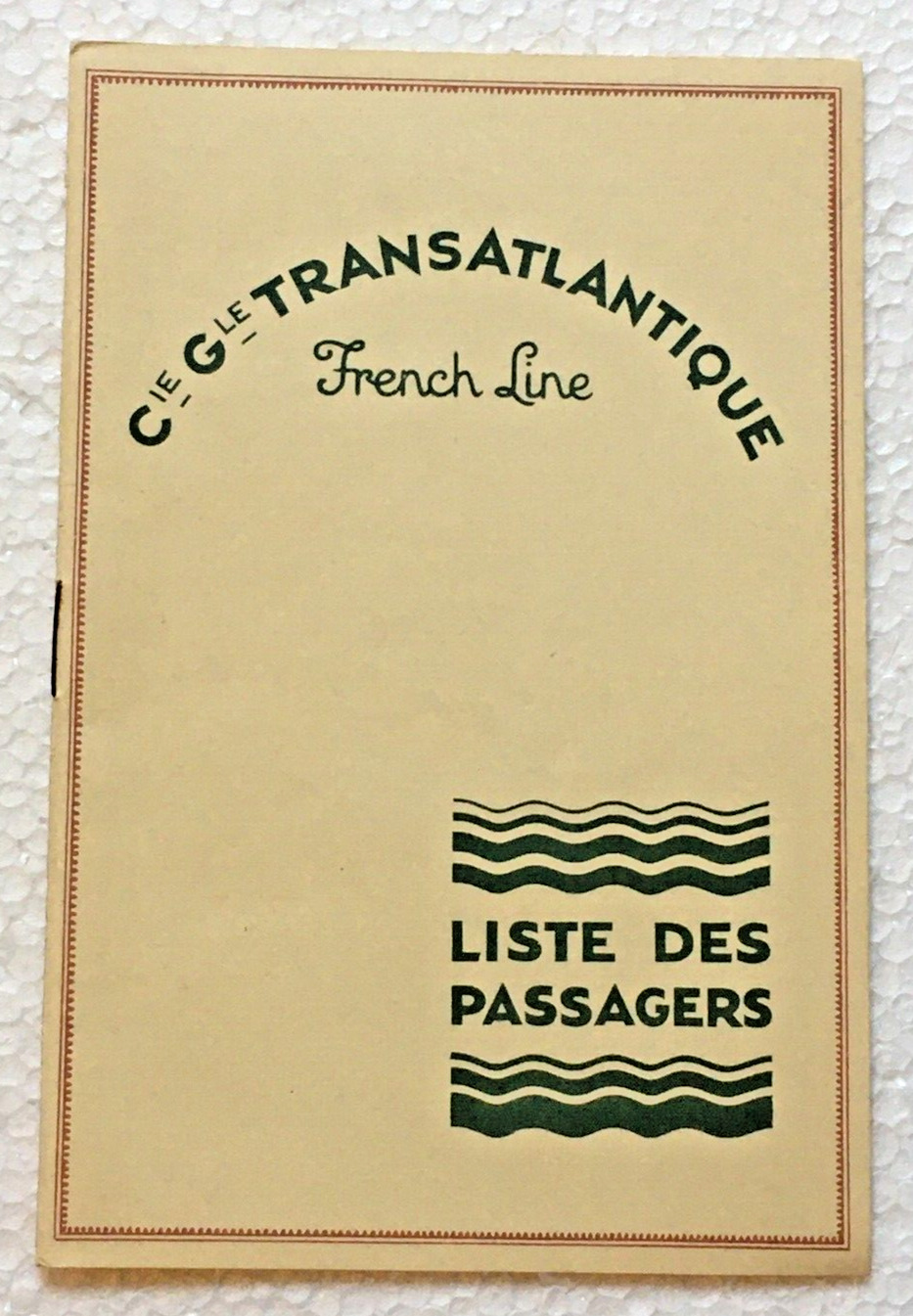 1928 SS Ile De France French Line List Of Passengers Ocean Liner Steamship