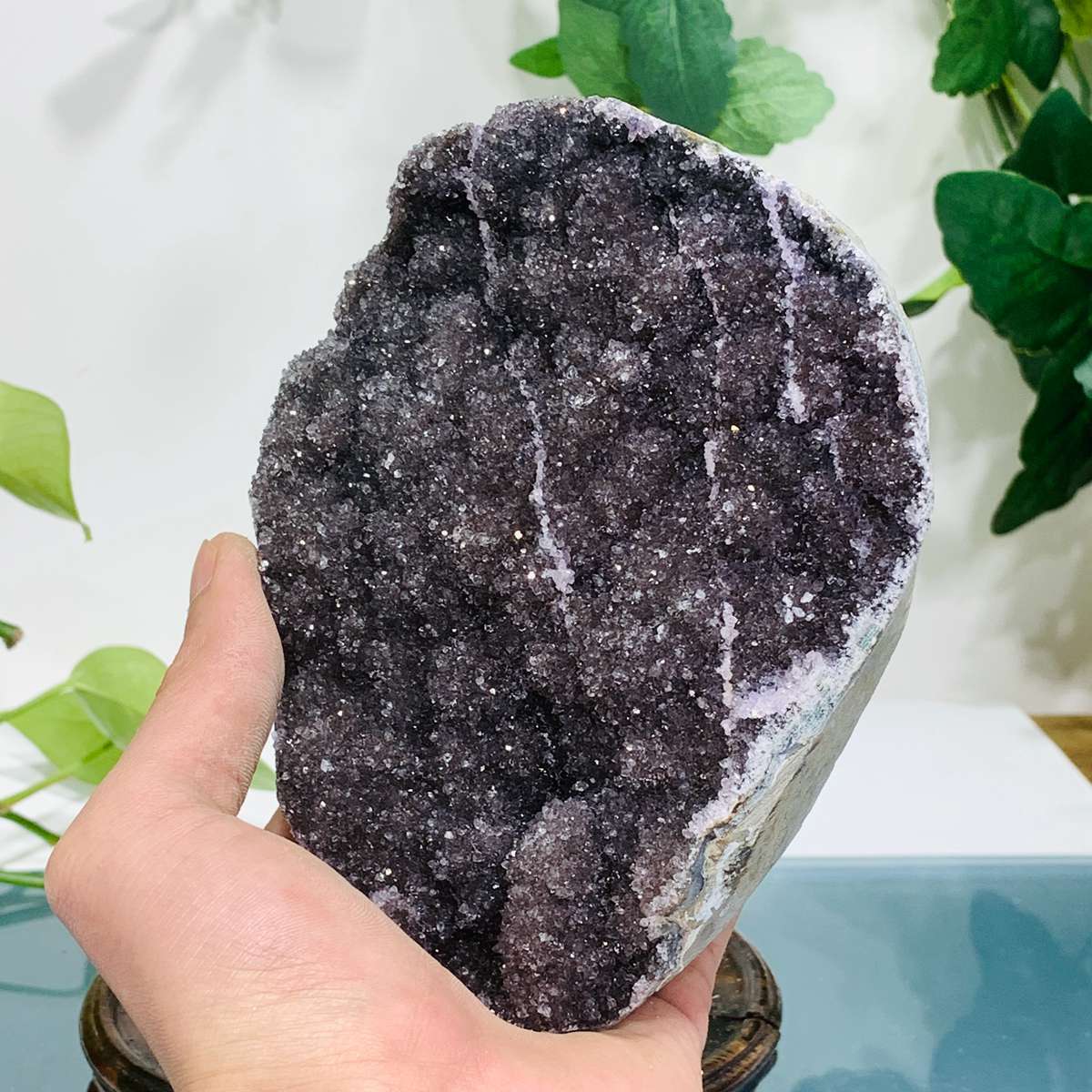 889g Natural Amethyst Geode Mineral Specimen Crystal Quartz Energy Decoration
