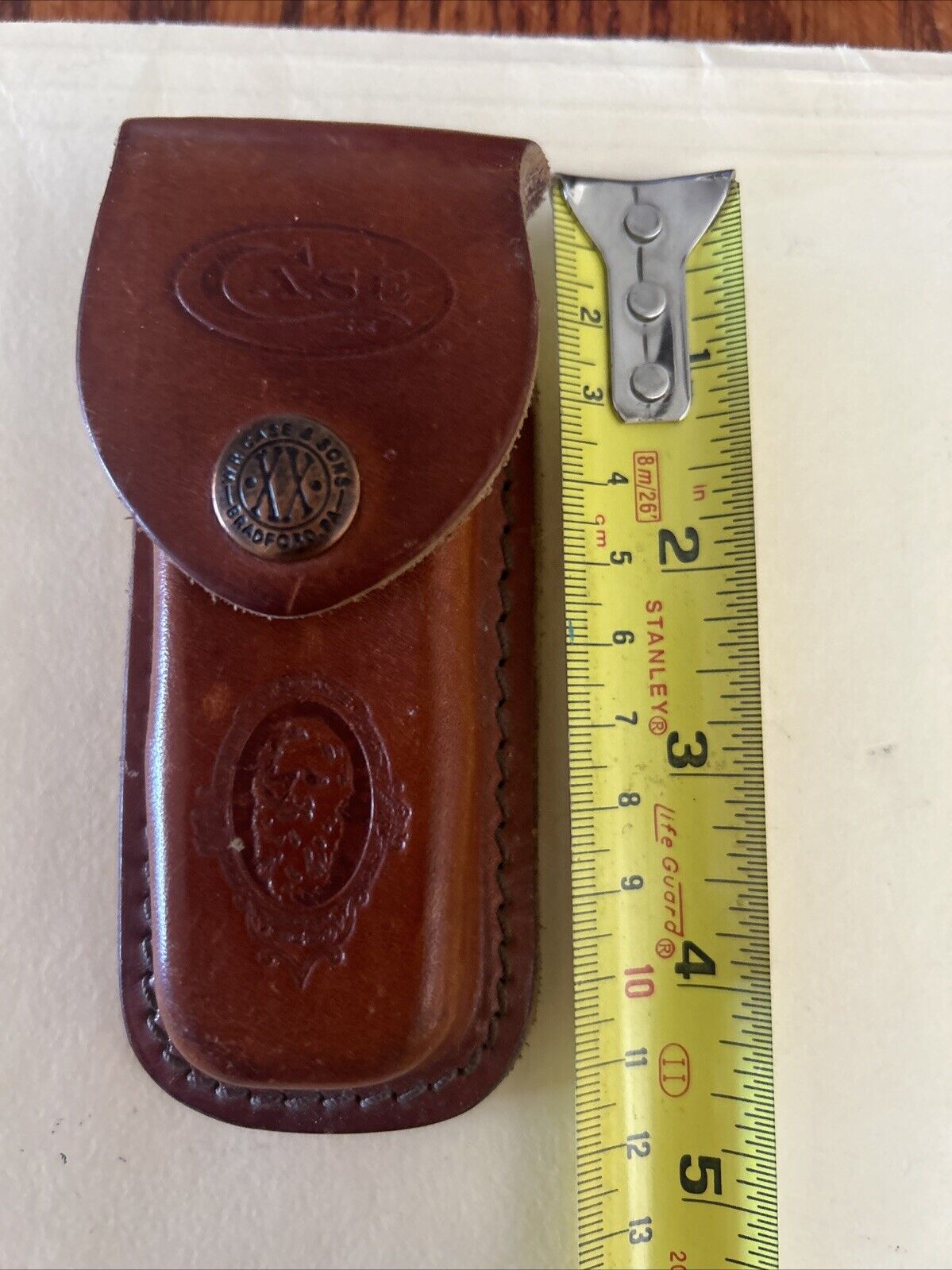 Case XX LG Job Brown Leather Sheath Case for Folding Pocket Knife 5.5\