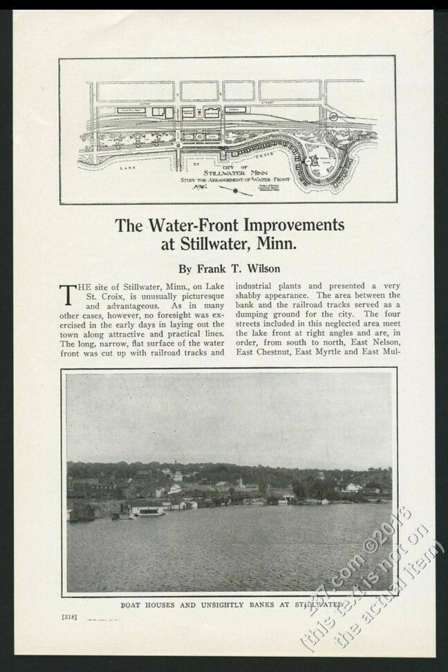1915 Stillwater Minnesota waterfront improvement plan art photo print article