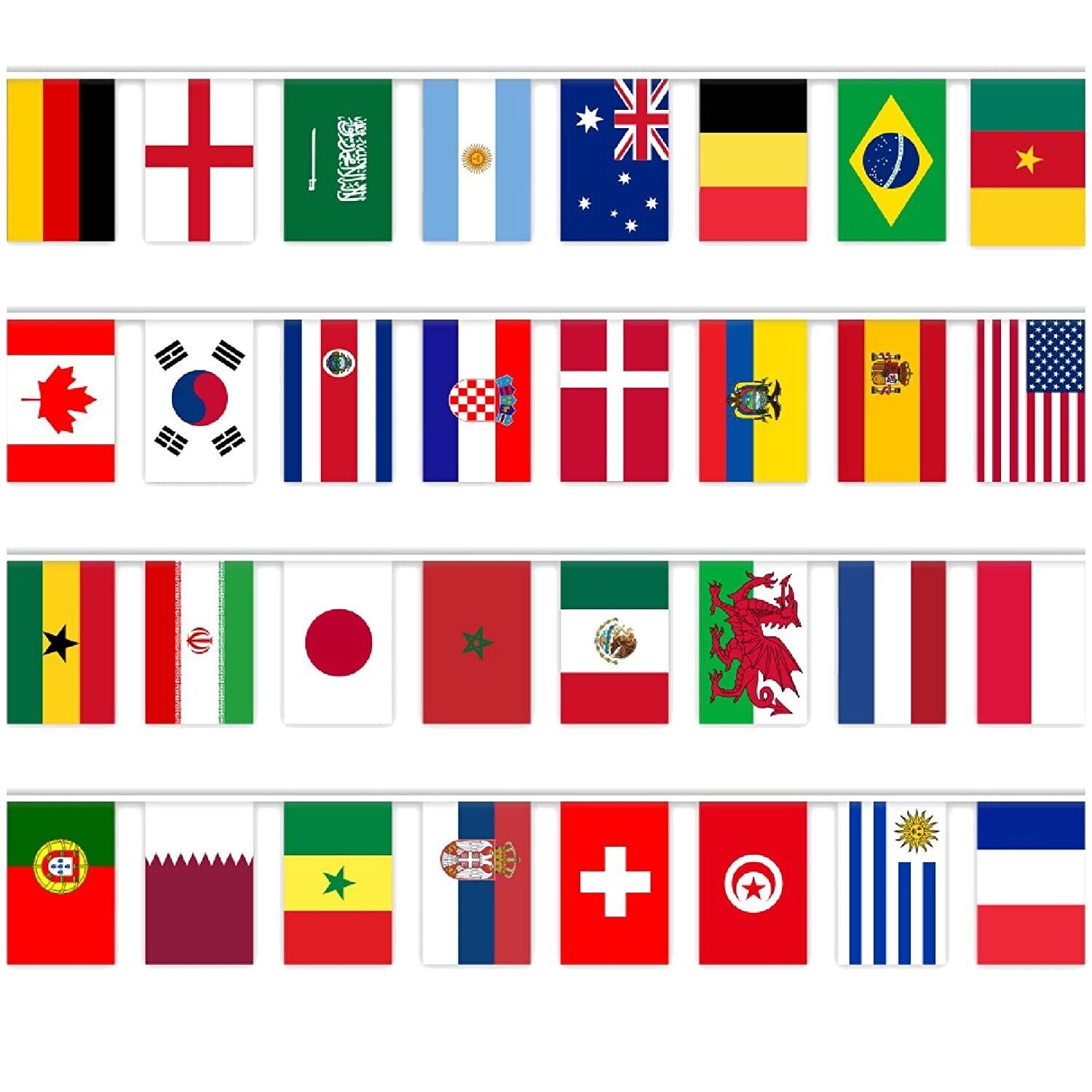 10 Packs Paris Games 50FT XL Flags of the World Bunting 32 Nations Flags 2024