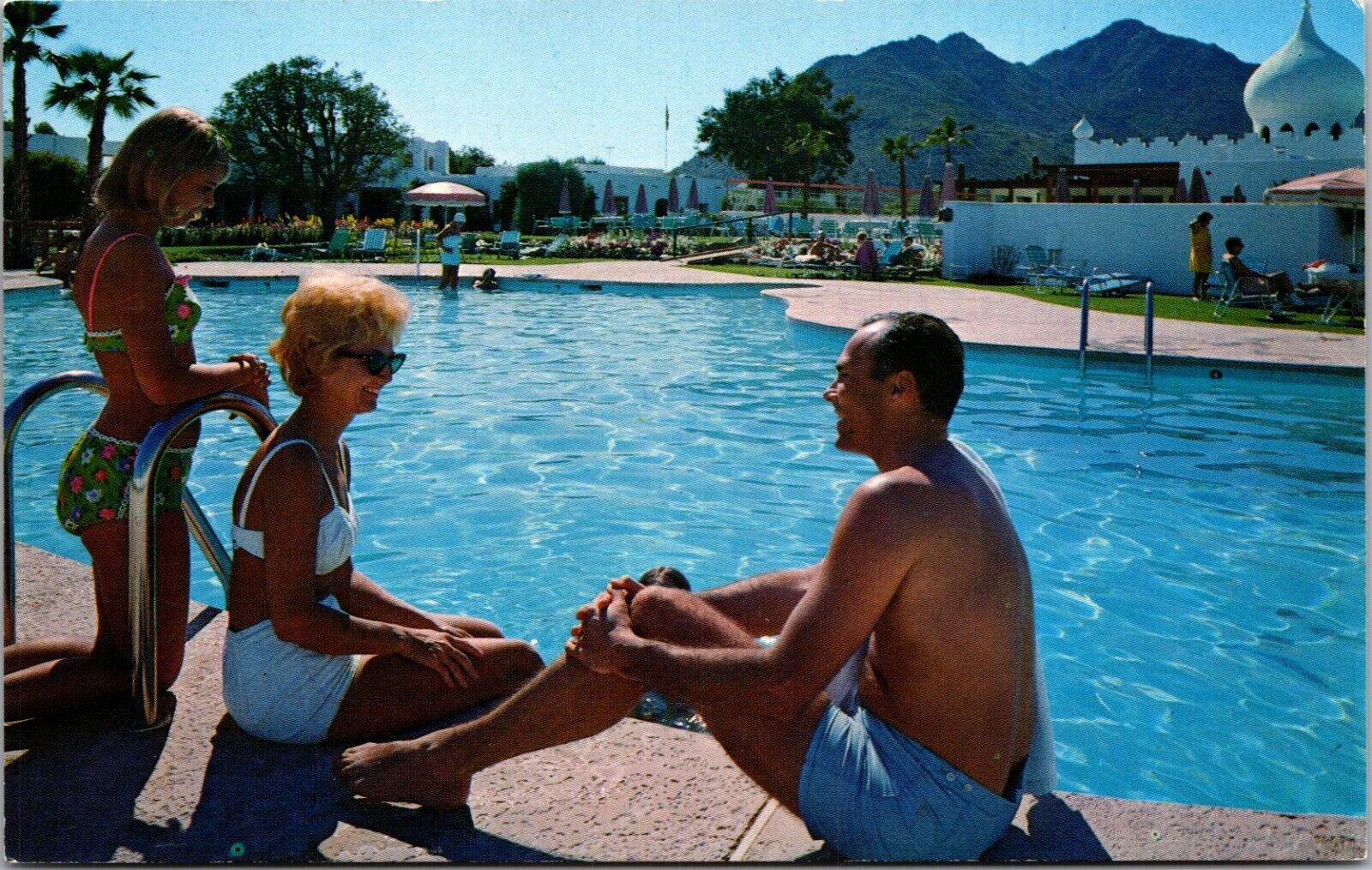 Casa Blanca Inn Guests At Swimming Pool Scottsdale Arizona AZ Postcard L67