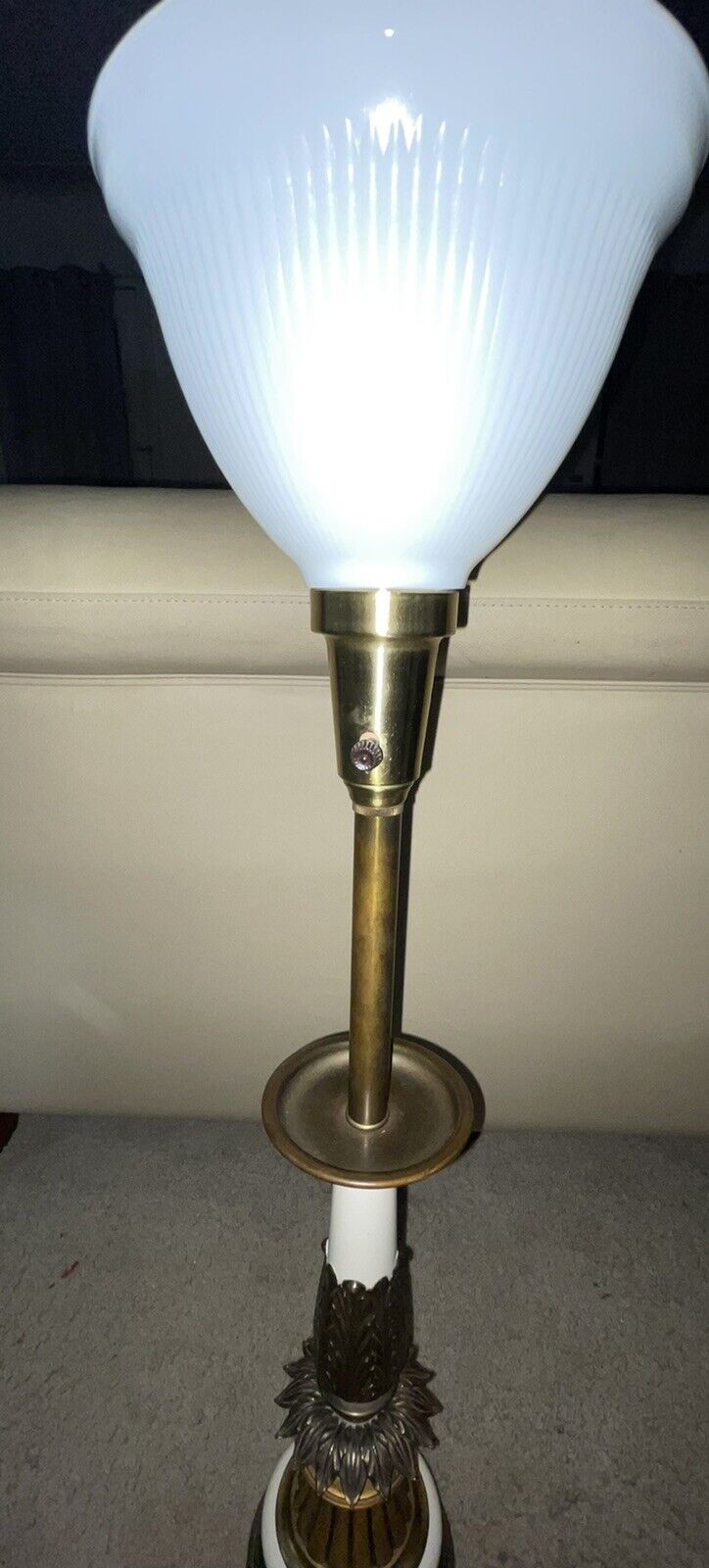 VINTAGE  STIFFEL BRASS TORCHIERE LAMP HEAVY BRASS MID CENTURY  35”