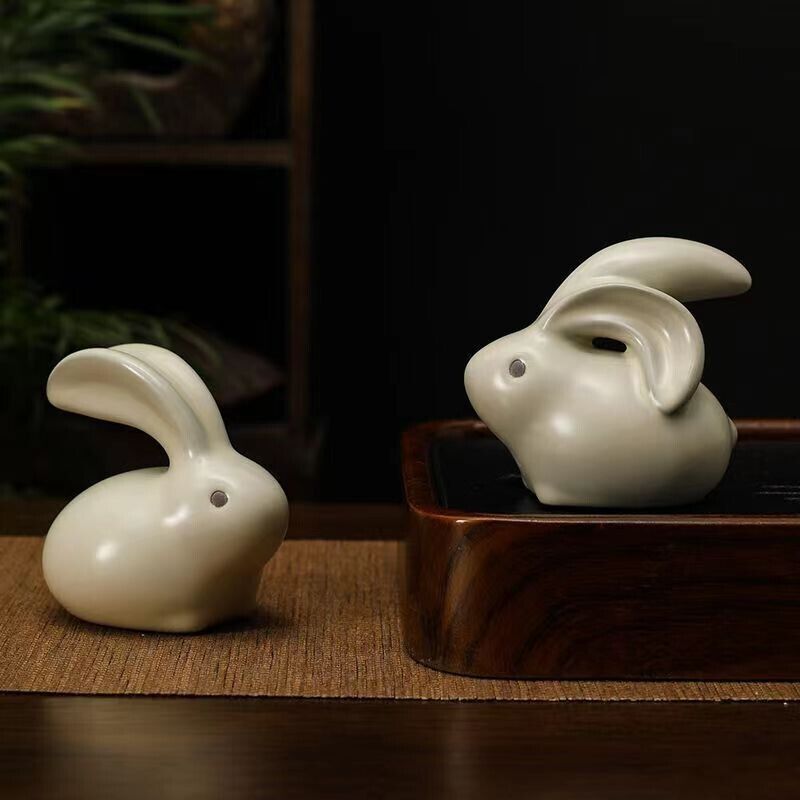 chinese porcelain ruyao ru ware rabbit(a pair)