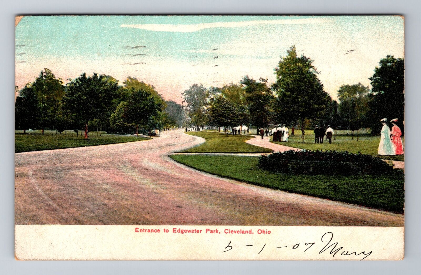 Cleveland OH-Ohio, Entrance To Edgewater Park, Antique, Vintage c1907 Postcard
