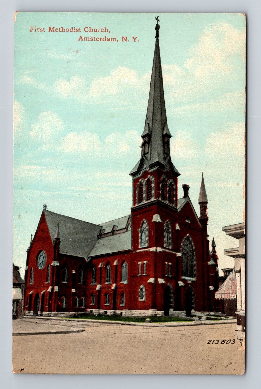 Amsterdam NY-New York, First Methodist Church, Antique Vintage Postcard