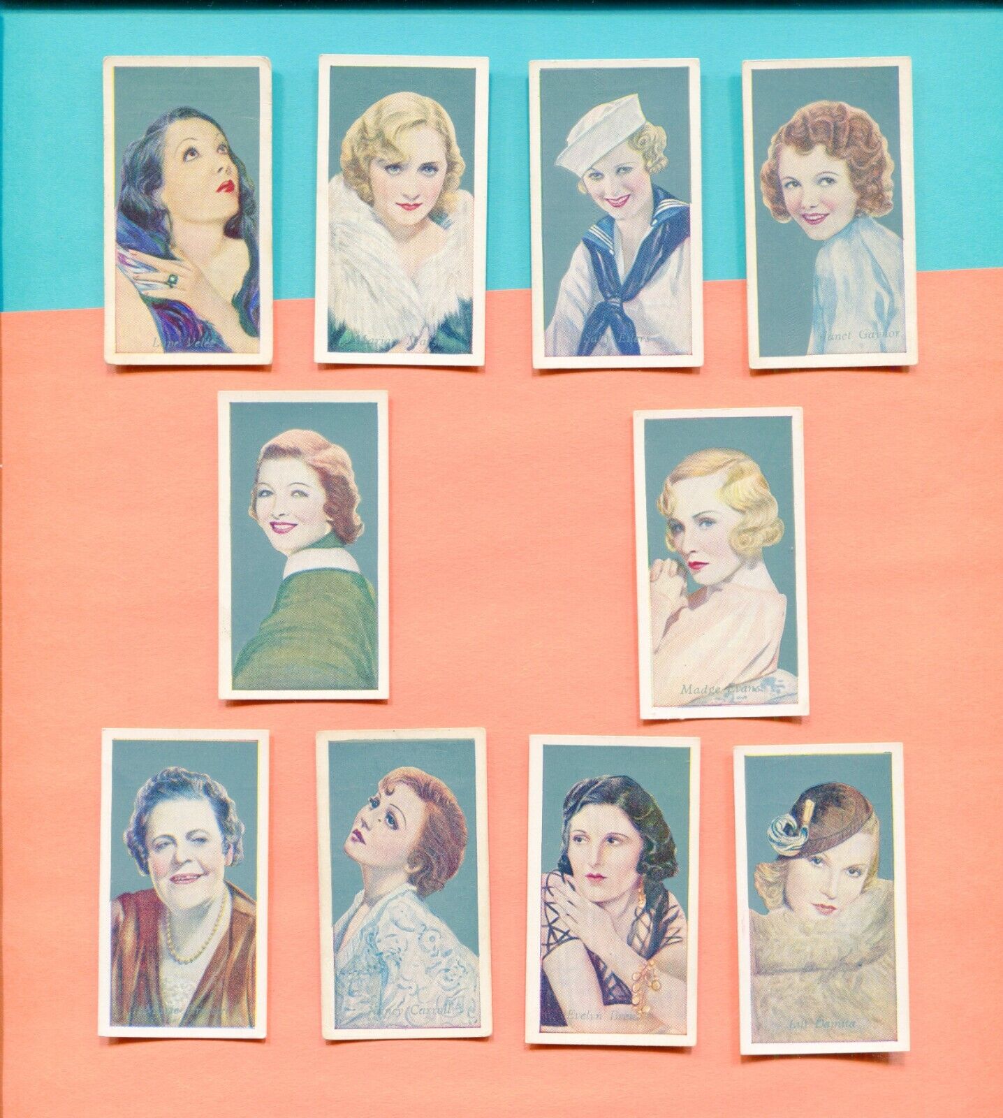 1934 GODFREY PHILLIPS CIGARETTES FILM FAVORITES 10 TOBACCO CARD LOT
