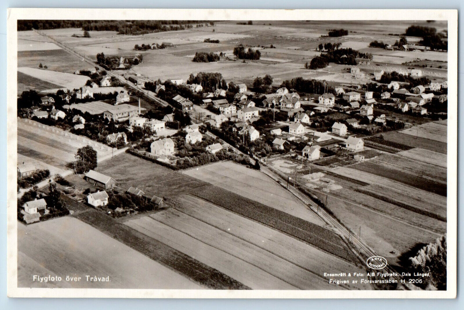 Västra Götaland Sweden Postcard Aerial View Over Travad c1930\'s RPPC Photo