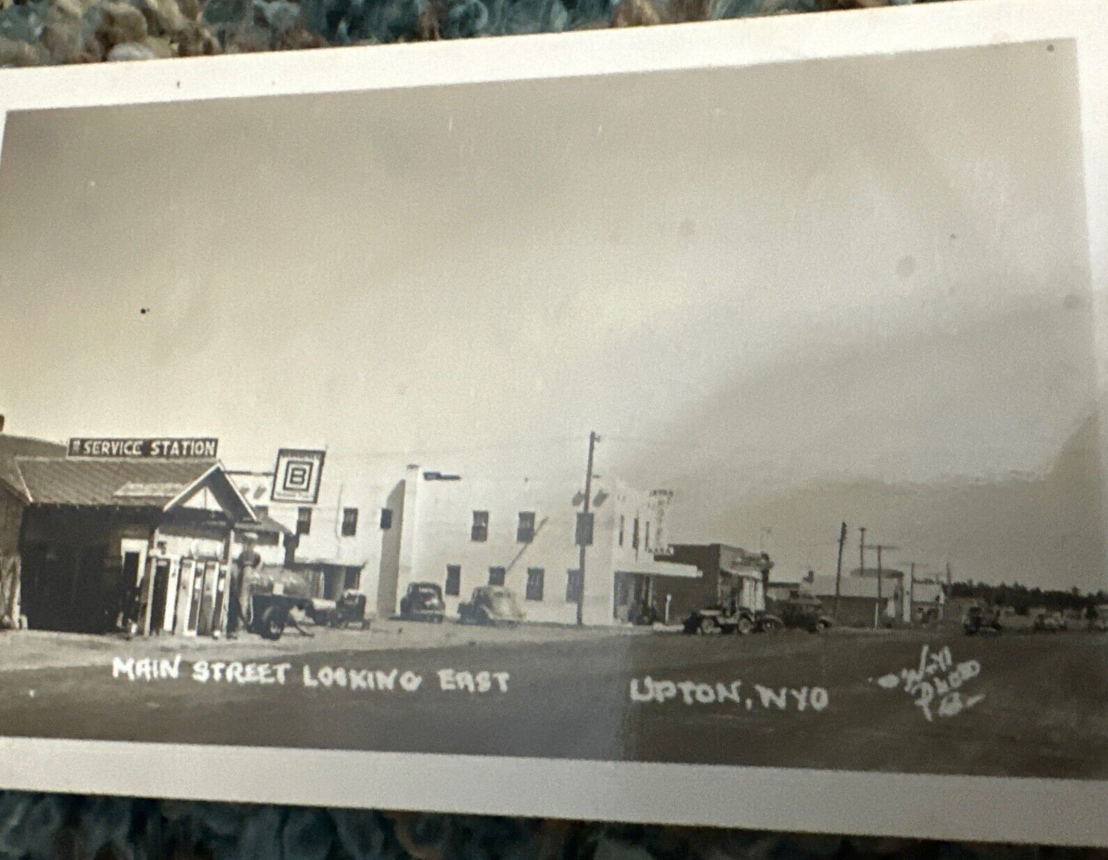 Upton WY - RPPC Main Street Looking East  - Wyoming Real Photo Postcard 1949