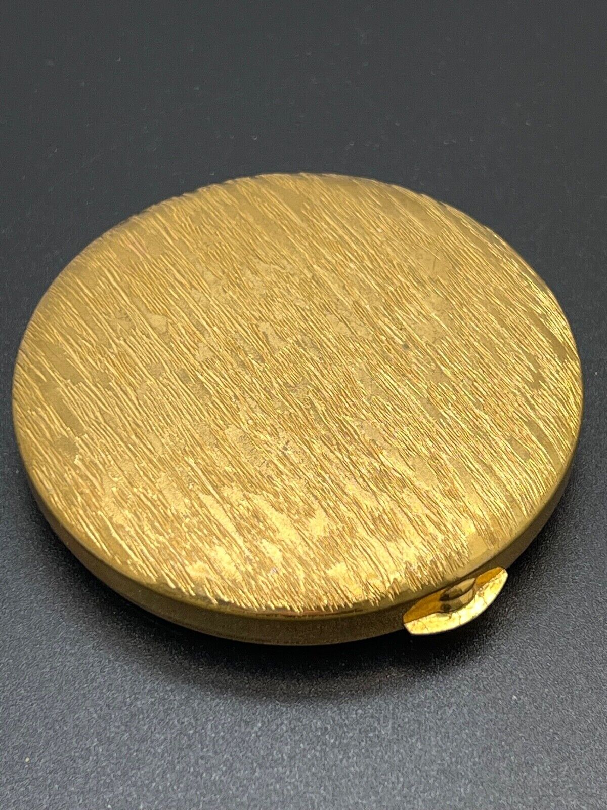 Vintage Powder & Mirror Compact Round Gold Tone Textured Design