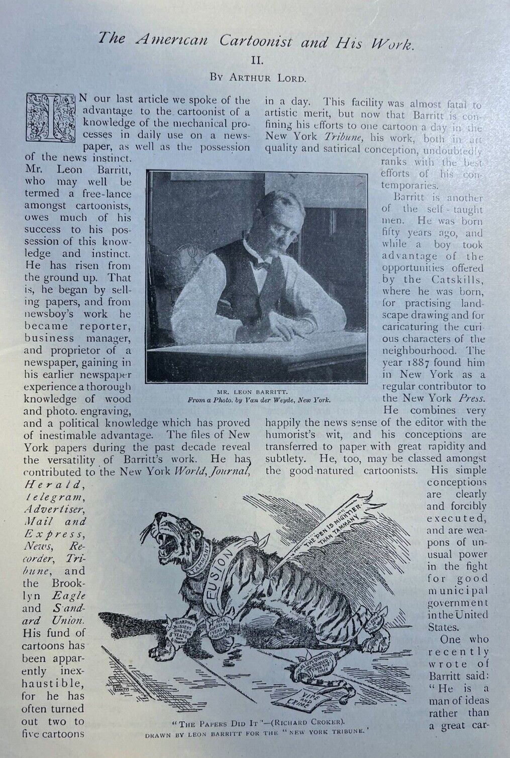 1902 American Cartoonists Leon Barritt Orville Williams Claudius Maybell