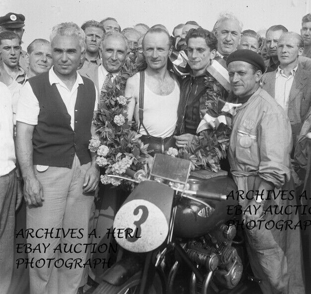 Gilera 500cc factory racer Umberto Masetti winner 1950 Dutch TT Piero Taruffi