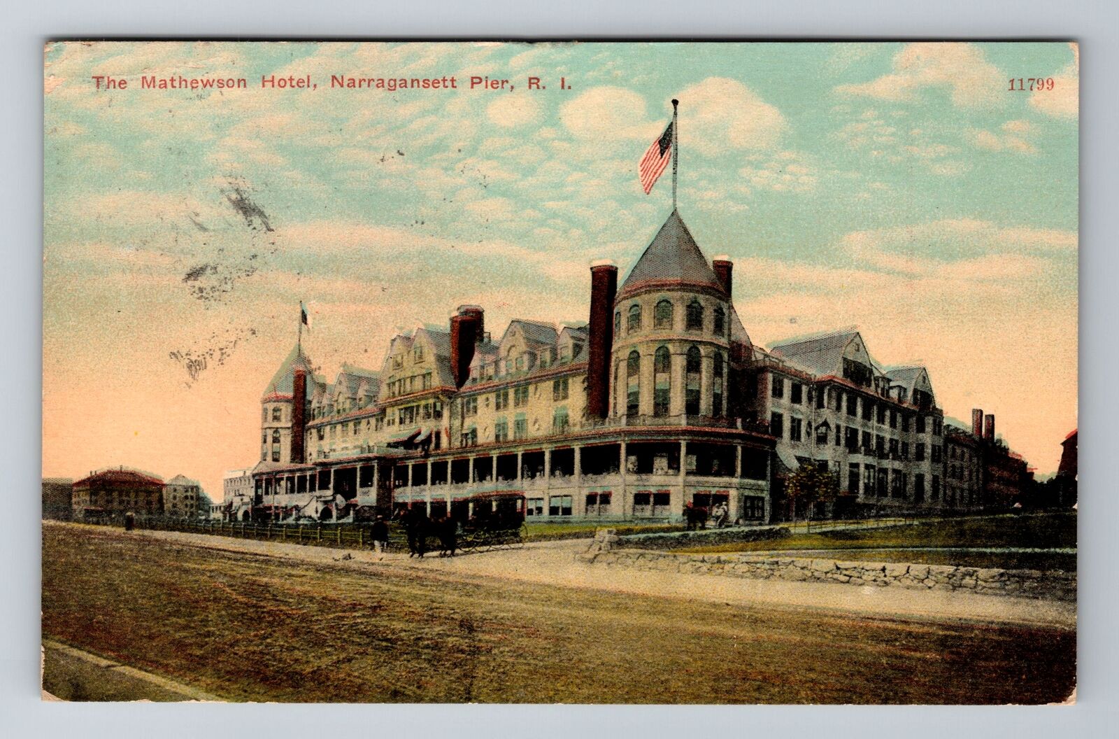 Narragansett Pier RI-Rhode Island Mathewson Hotel  Vintage Souvenir Postcard