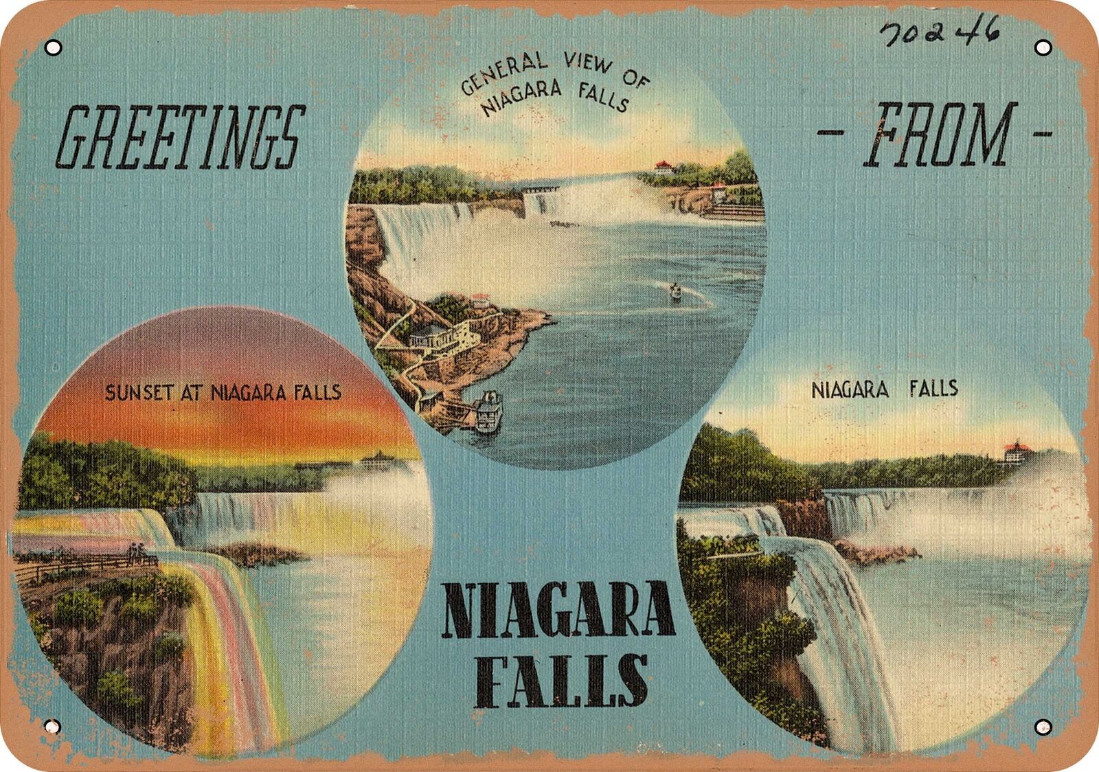 Metal Sign - New York Postcard - Greetings from Niagara Falls