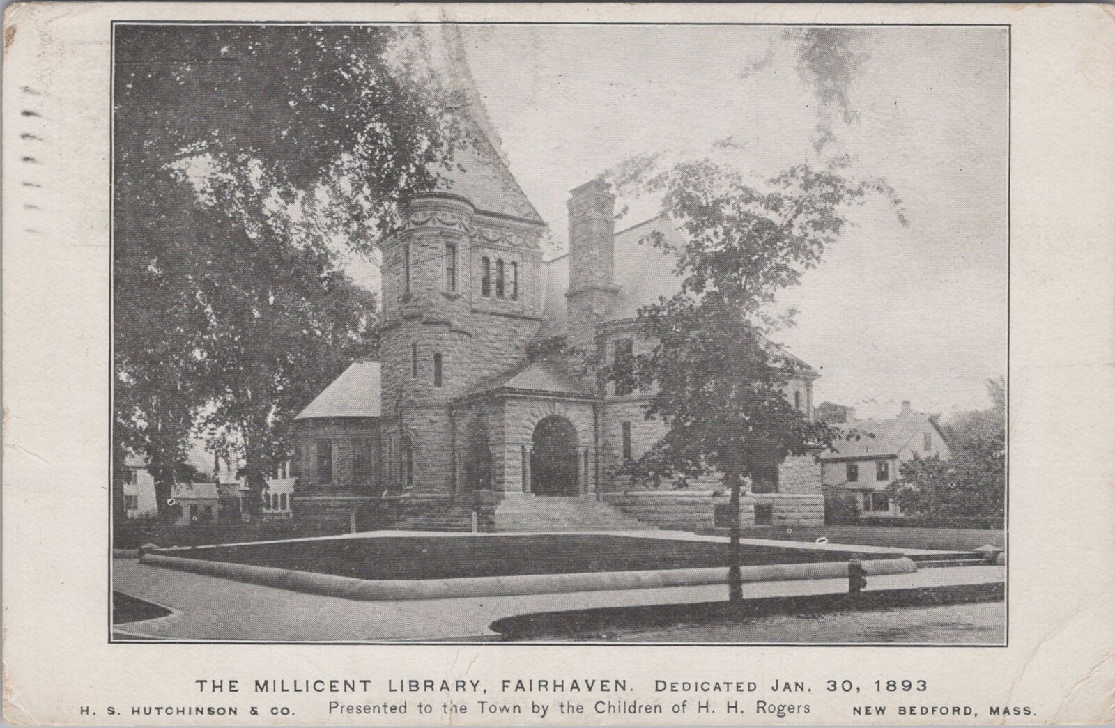 Millicent Library Fairhaven Massachusetts Uphams Corner Station 1905 Postcard