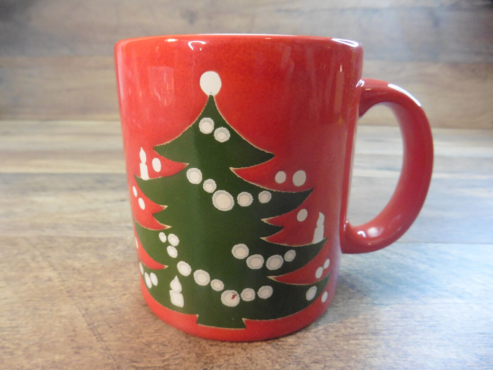 Vintage WAECHTERSBACH Christmas Tree 12 Oz. Coffee Mug Cup Red W Germany