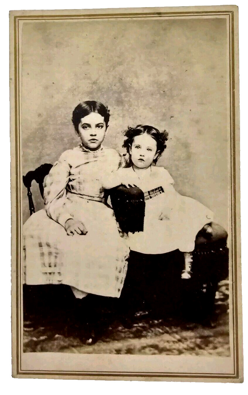 Civil War Era CDV Photo Young Victorian Girls Children Taylor Preston Salem MA