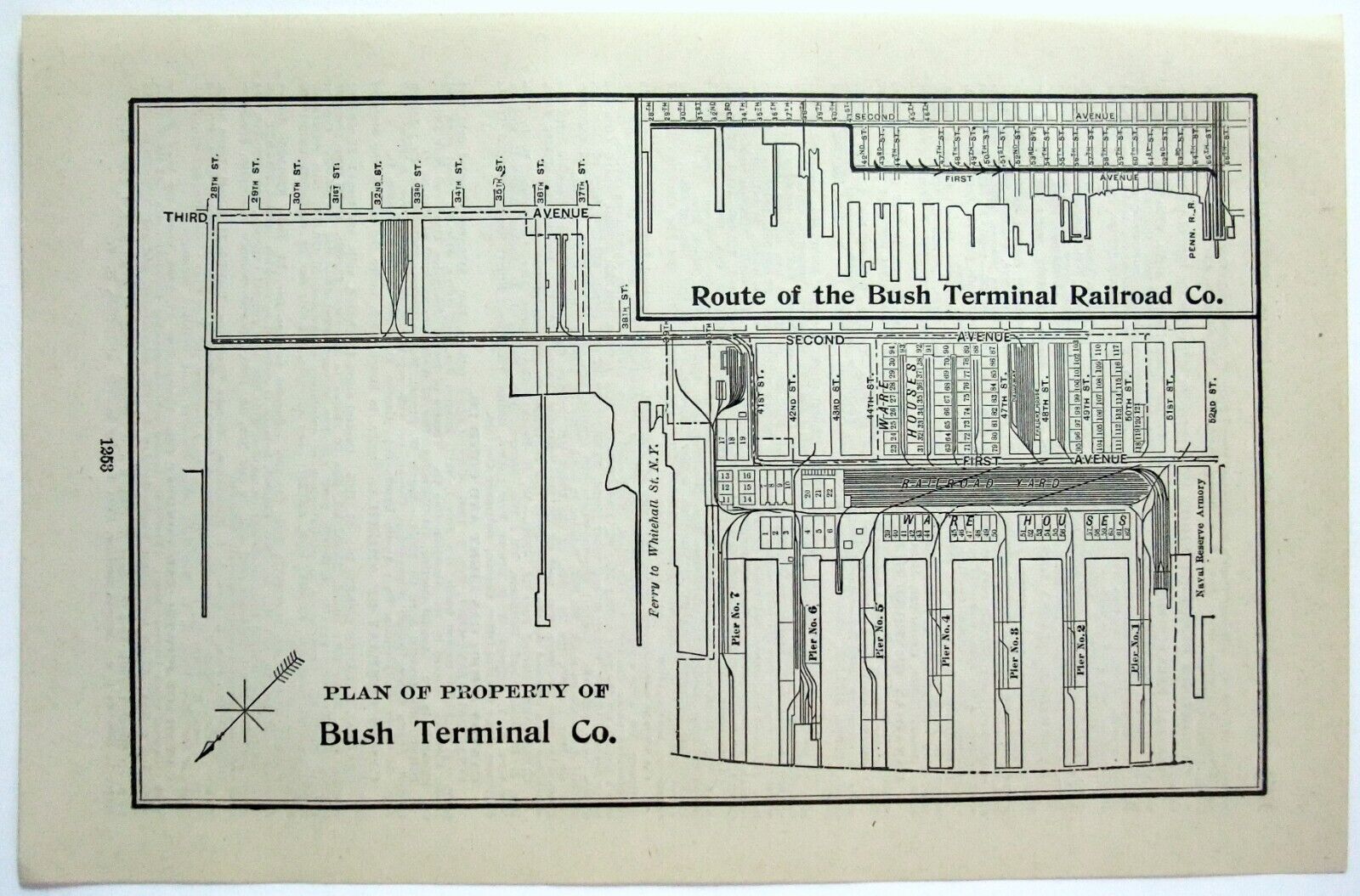 Bush Terminal Co. - 1906 Railroad & Property Plan. Railroads & Piers Antique Map